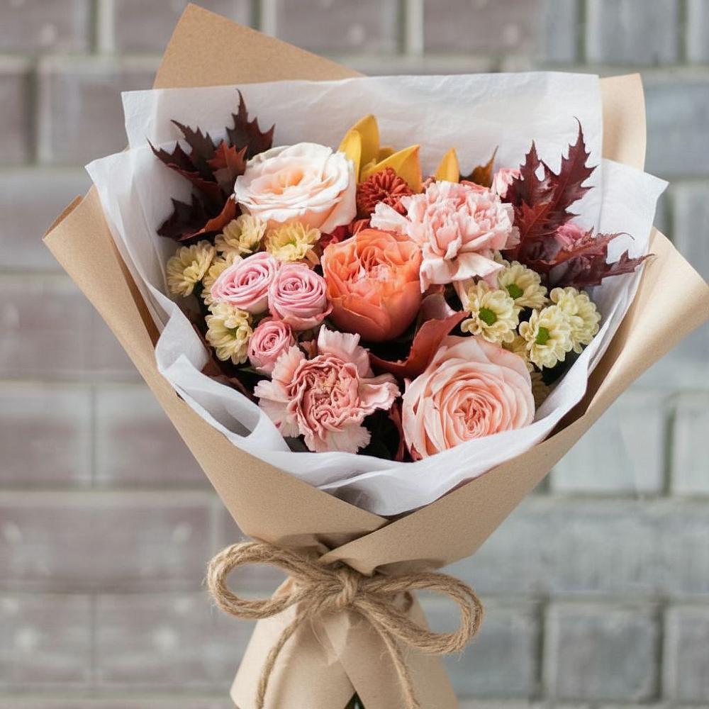 Букет цветов из: Гвоздики, Хризантемы и Розы в Городище Волгоградской области