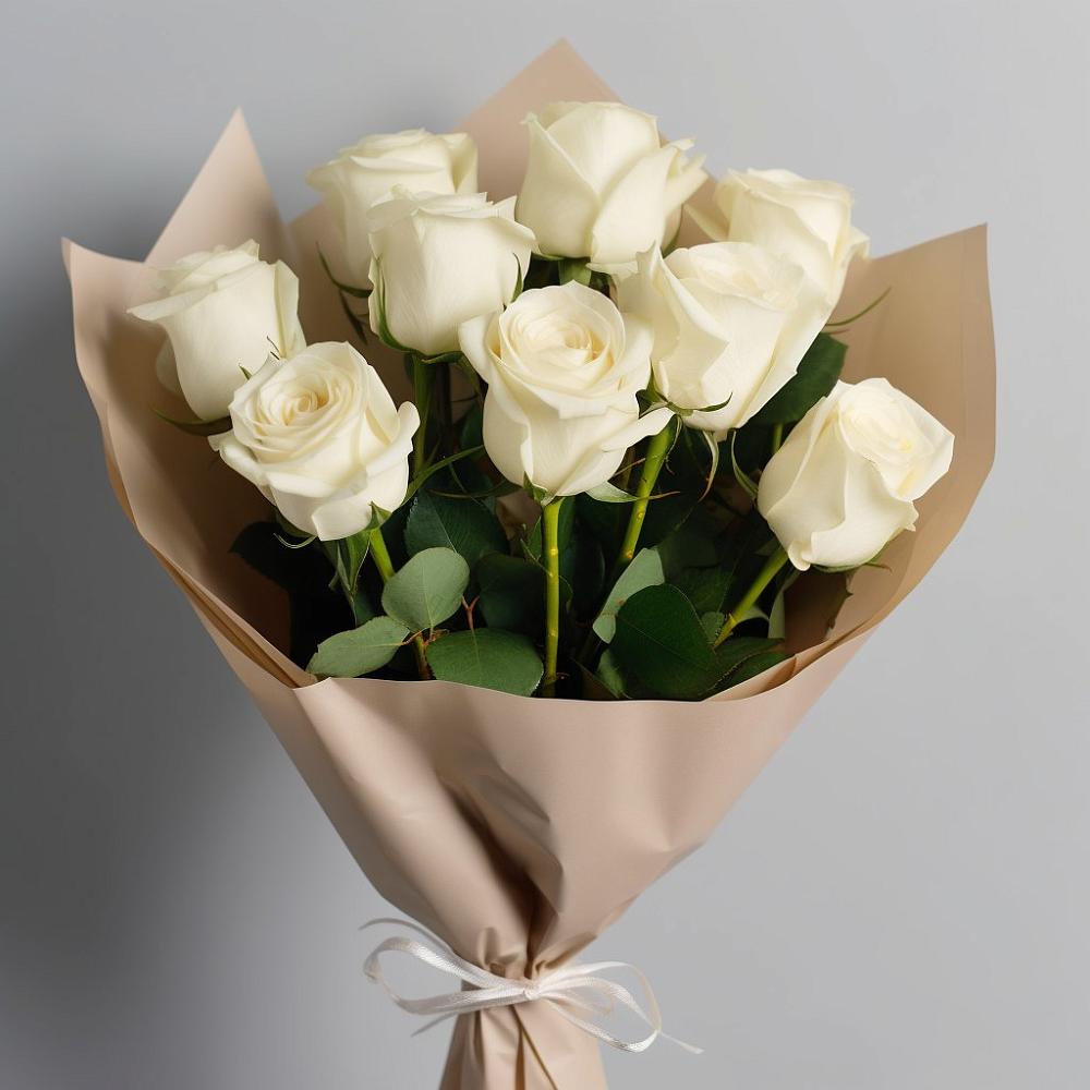 Букет 9 Белых роз Эдлесс Лав в Городище Волгоградской области
