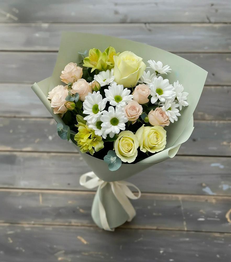 Букет цветов из: Альстромерии, Розы и Хризантемы в Городище Волгоградской области