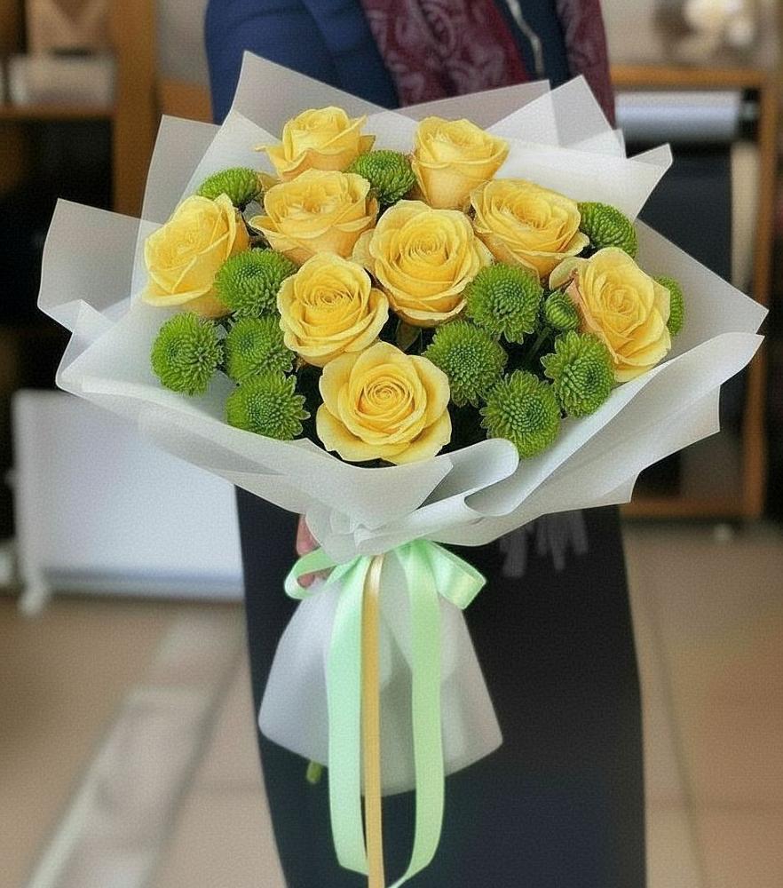 Букет цветов из: Хризантемы и Розы в Городище Волгоградской области