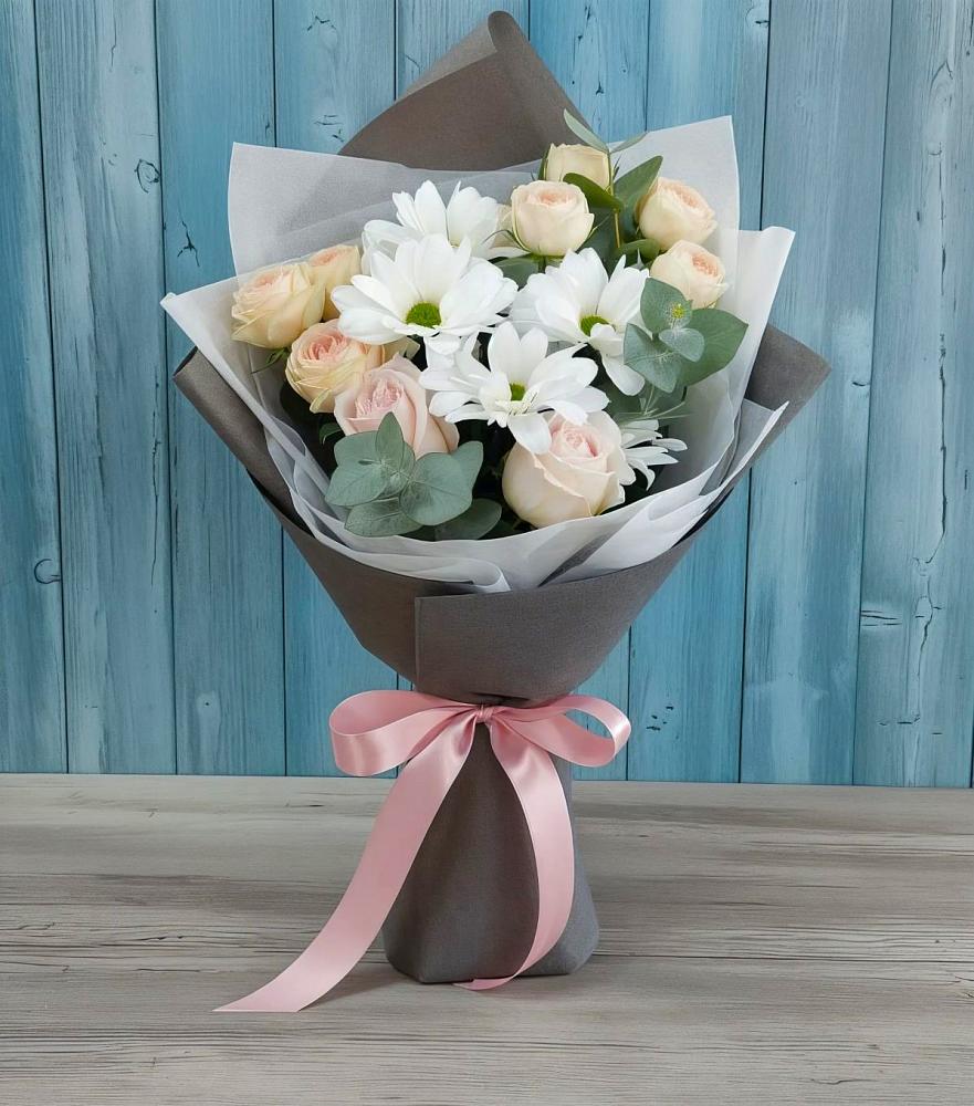 Букет цветов из: Хризантемы и Розы в Городище Волгоградской области