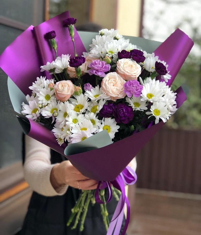 Букет цветов из: Хризантемы, Гвоздики и Розы в Городище Волгоградской области