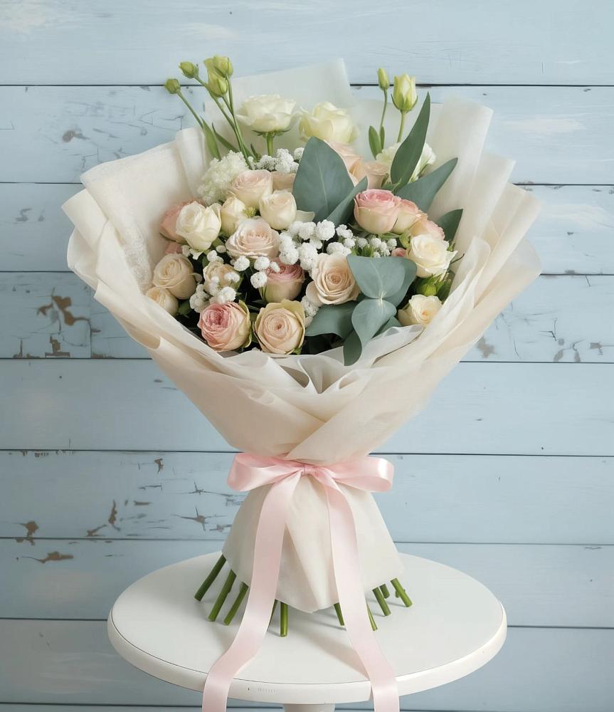 Букет цветов из: Розы и Лизиантусы в Городище Волгоградской области