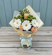 Букет цветов из:  Герберы, Розы и Хризантемы в Городище Волгоградской области
