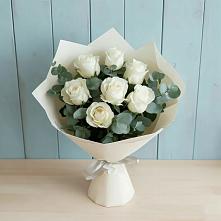 Букет Белые розы в Эвкалипте в Городище Волгоградской области