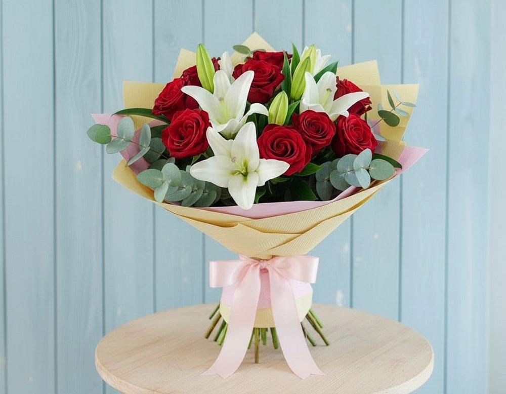 Букет цветов из: Лилии и Розы в Городище Волгоградской области